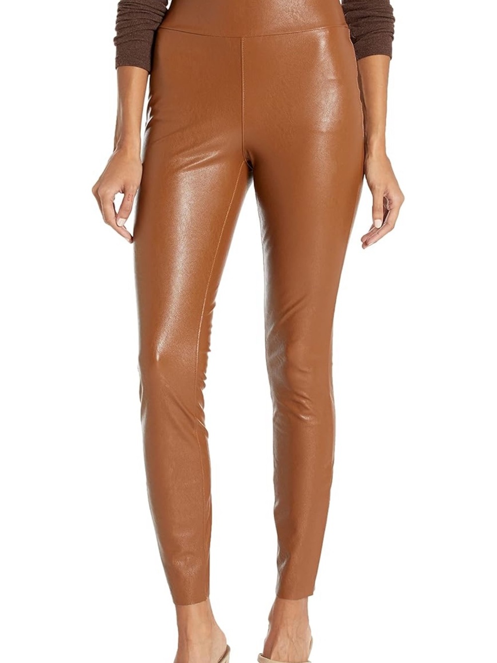 Morgan Taylor High-Rise Faux Leather Leggings - Brown